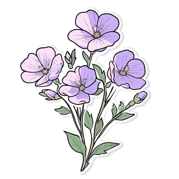 Vector a drawing of purple flowers with a purple center