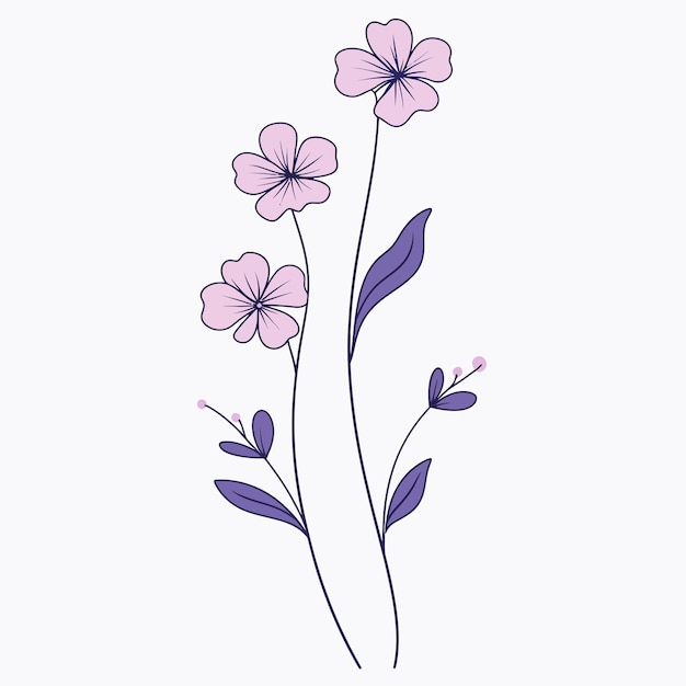 Vector a drawing of purple flowers with a purple center