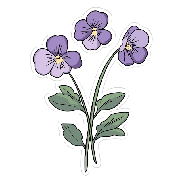 a drawing of purple flowers with a purple center