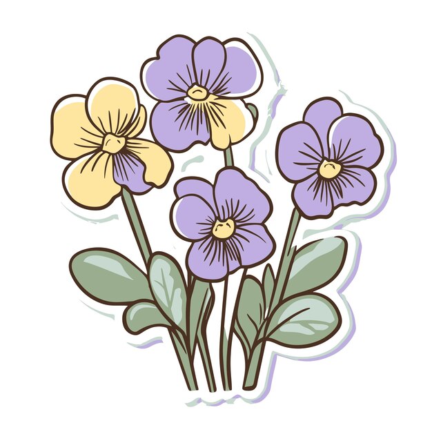 Vector a drawing of purple flowers with a purple center