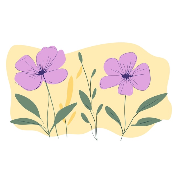 a drawing of purple flowers with purple leaves