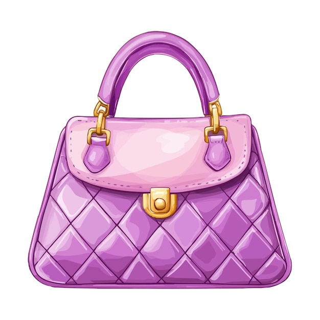 Vector a drawing of a purple purse with gold handles