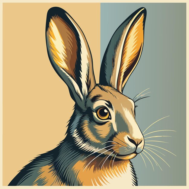 Vector a drawing of a rabbit with long ears