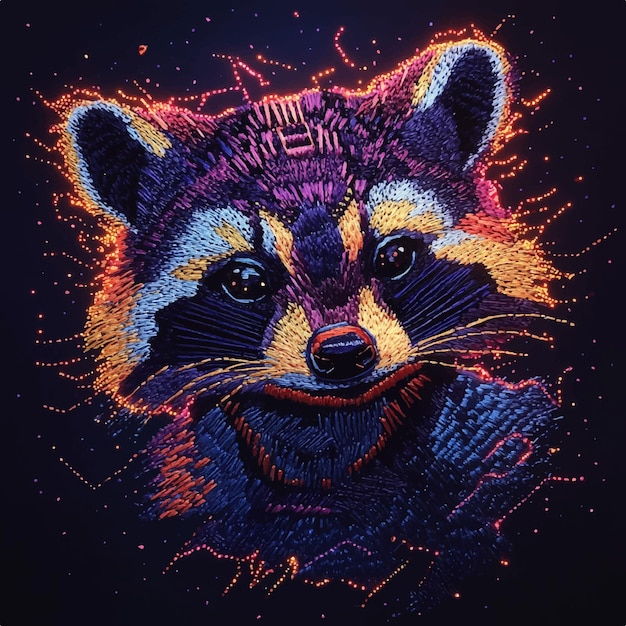 a drawing of a raccoon vector image