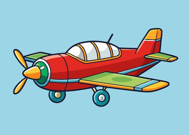 Vector a drawing of a red airplane with a yellow tip