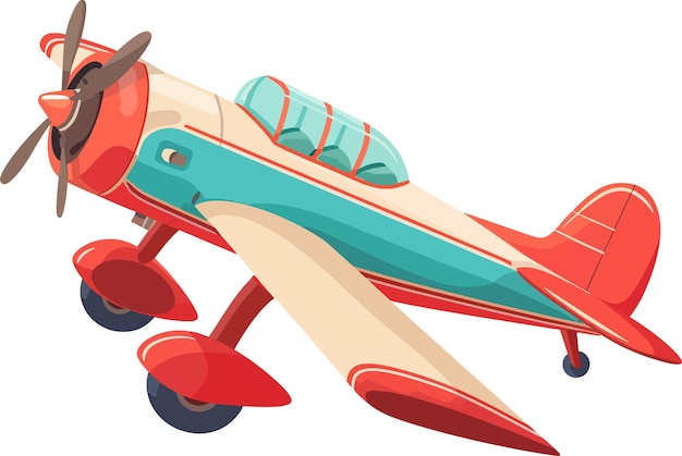 Vector a drawing of a red and blue airplane with a blue body and a red and blue body