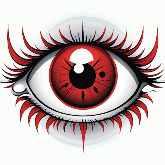 Vector a drawing of a red eye cartoon drawing illustration artwork vector