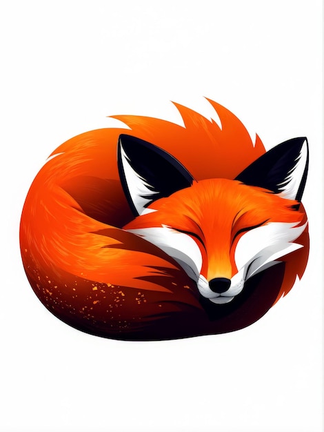 a drawing of a red fox sleeping in a circle