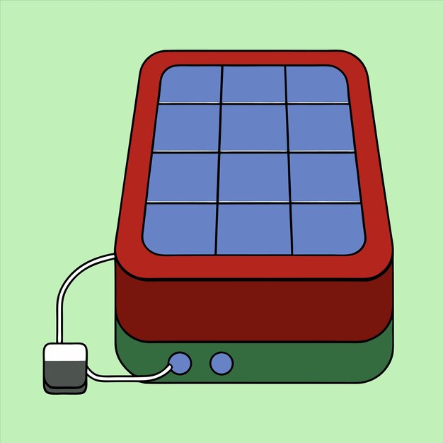 Vector a drawing of a red and green electronic device with a blue square on the bottom