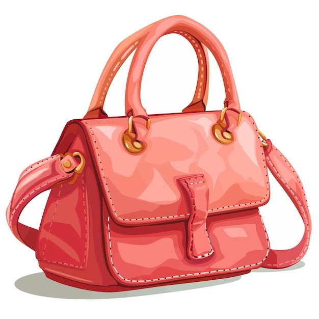 a drawing of a red handbag with a red handle