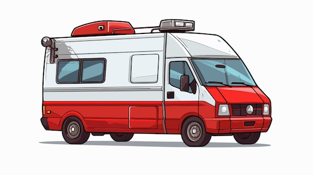 a drawing of a red and white ambulance with the word emergency on the front