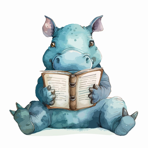 a drawing of a rhino reading a book called a rhino