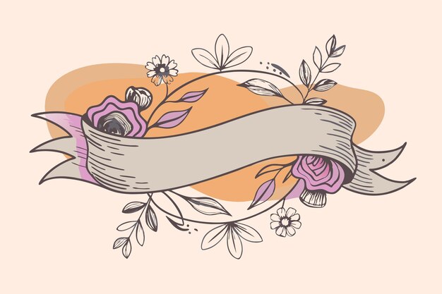 Vector a drawing of a ribbon with flowers and a ribbon