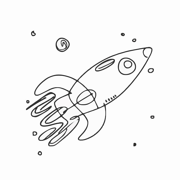 a drawing of a rocket with a fish on it