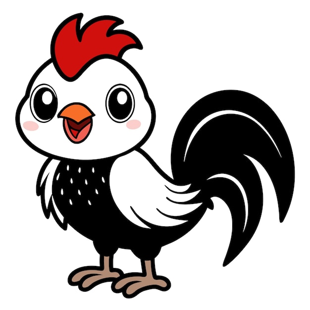 a drawing of a rooster line color art