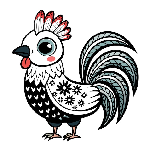 Vector a drawing of a rooster vector design