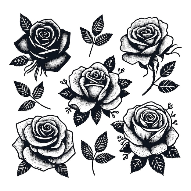 a drawing of roses and leaves from the collection