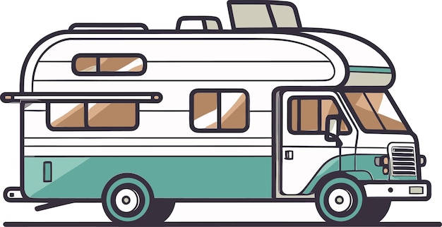 Vector a drawing of a rv with a camper on the side