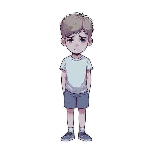 a drawing of a sad boy with a sad face Vector illustration of a sad boy