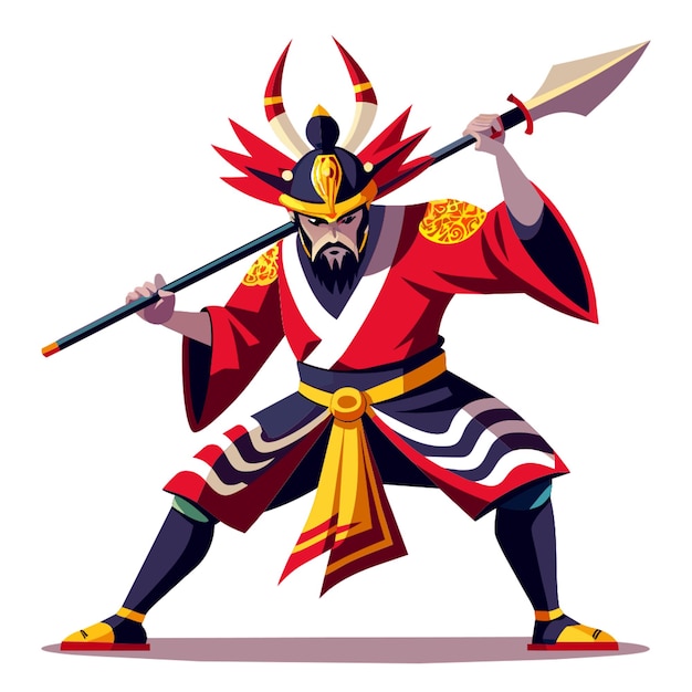 a drawing of a samurai with a sword and a sword