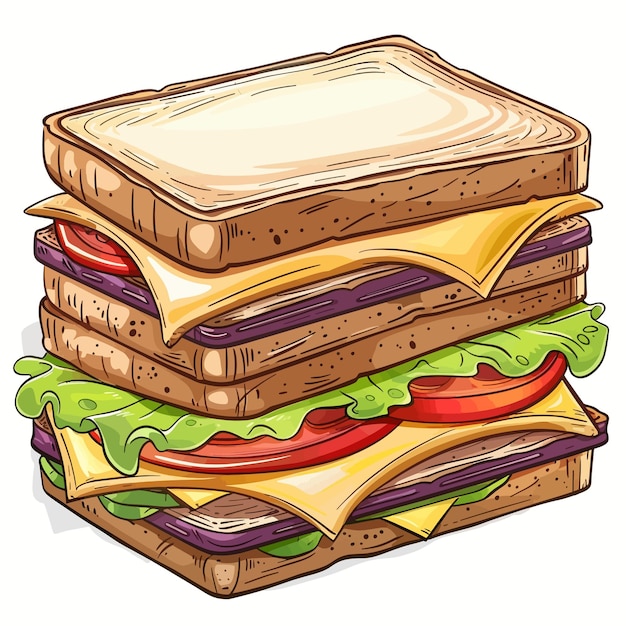 Vector a drawing of a sandwich with cheese and onions