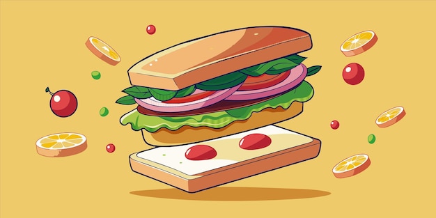 a drawing of a sandwich with a knife and a knife