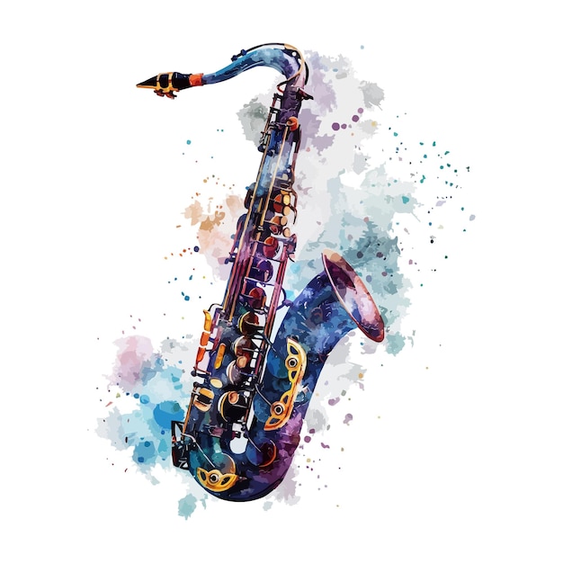 a drawing of a saxophone that has the word jazz on it