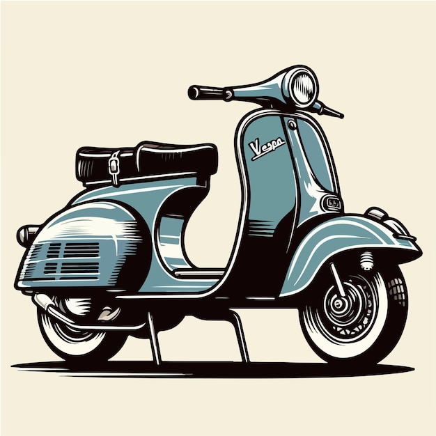 a drawing of a scooter with the word vespa on it