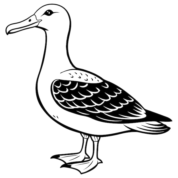 a drawing of a seagull with a black outline