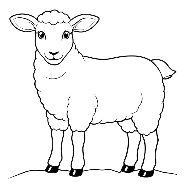 a drawing of a sheep line illustration design