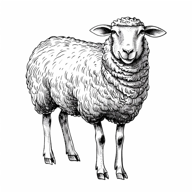 a drawing of a sheep with a tag that says sheep