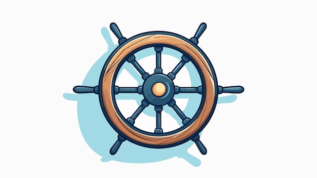 Vector a drawing of a ships wheel with a blue background