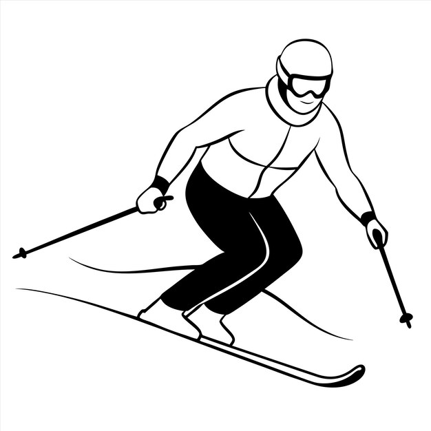 Vector a drawing of a skier on a white background with a drawing of a skier on it