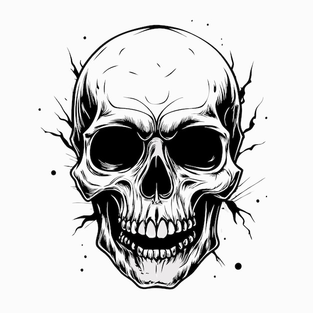 a drawing of a skull with a skull and a skull on it