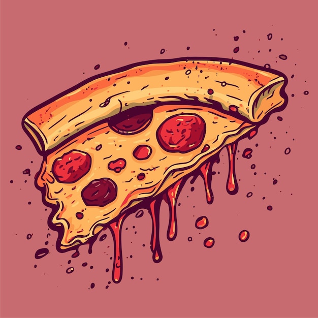 A drawing of a slice of pizza with pepperoni on it.