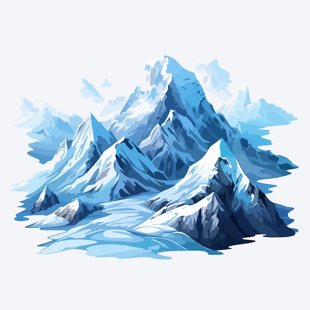 Vector a drawing of a snow mountain with a blue water drop