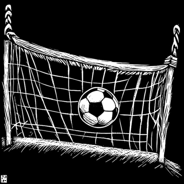 Vector a drawing of a soccer goal with a soccer ball on it