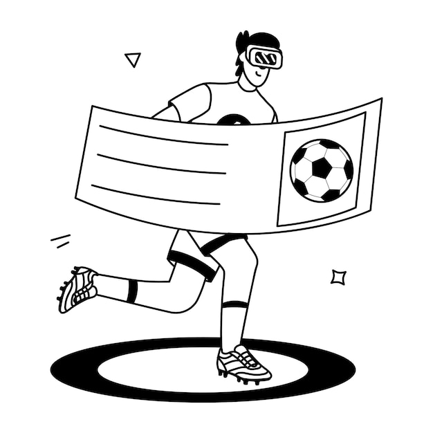 a drawing of a soccer player with a box on his chest