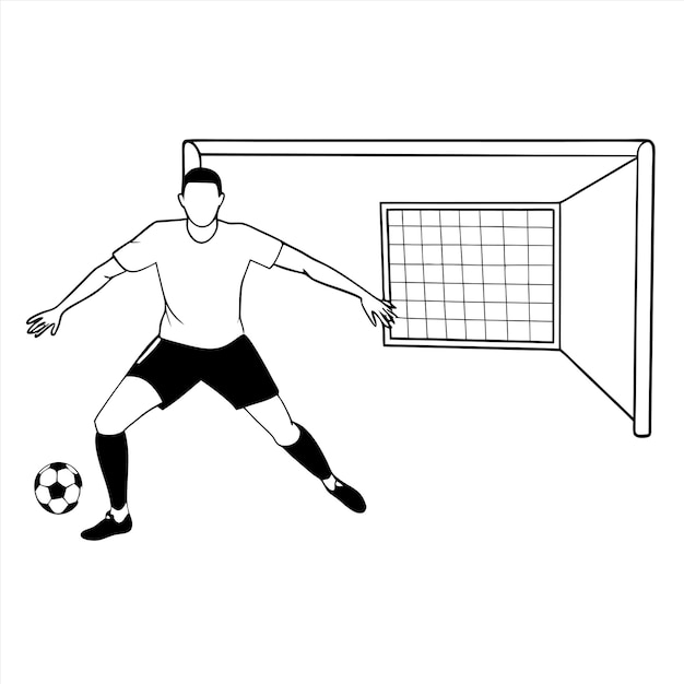 Vector a drawing of a soccer player with the goalie on the left