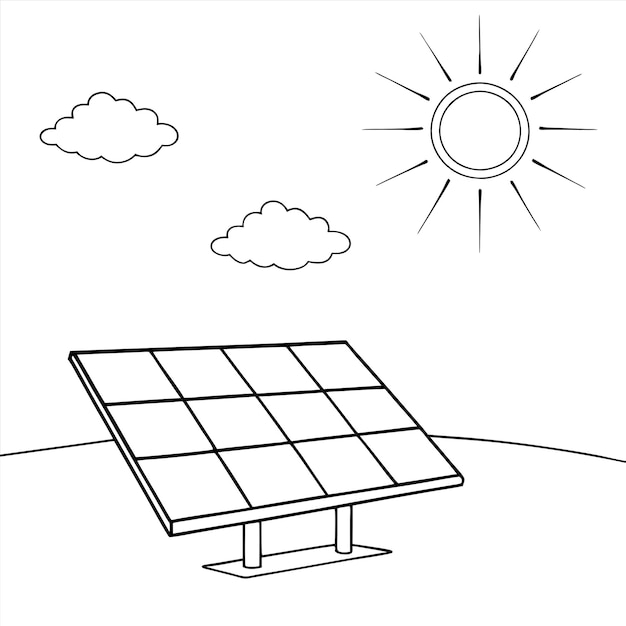 a drawing of a solar panel with the sun on it