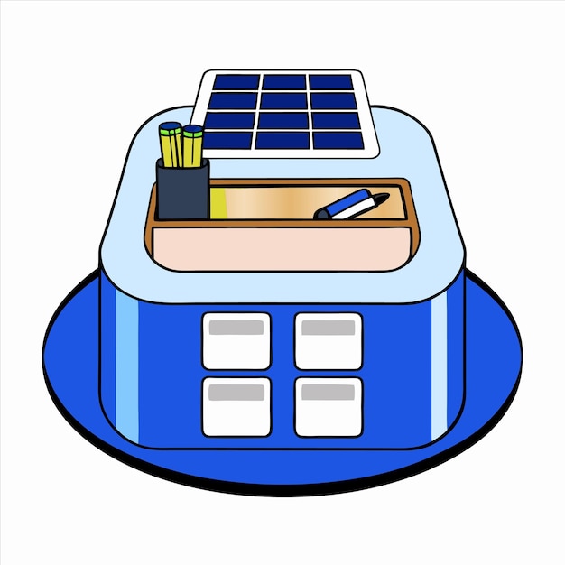 a drawing of a solar powered car with a pencil and a pencil on top