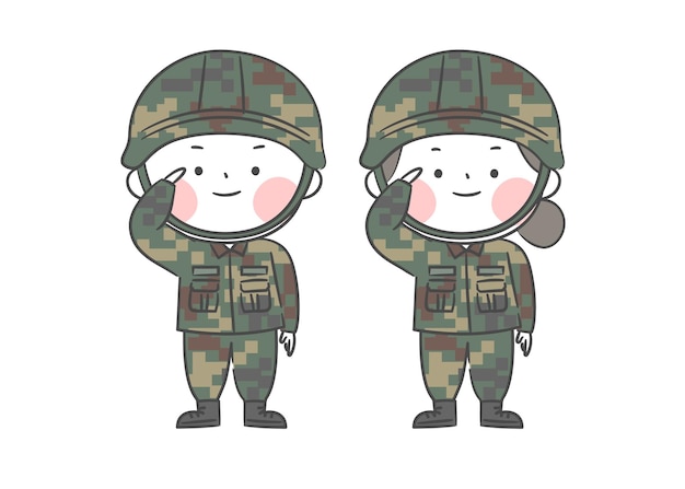 A drawing of soldier character who salutes