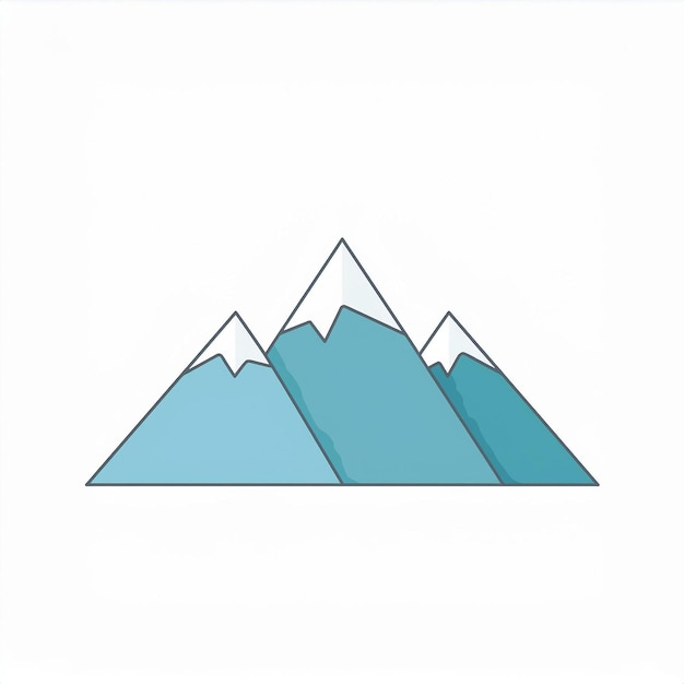 a drawing of some mountains that are blue and green