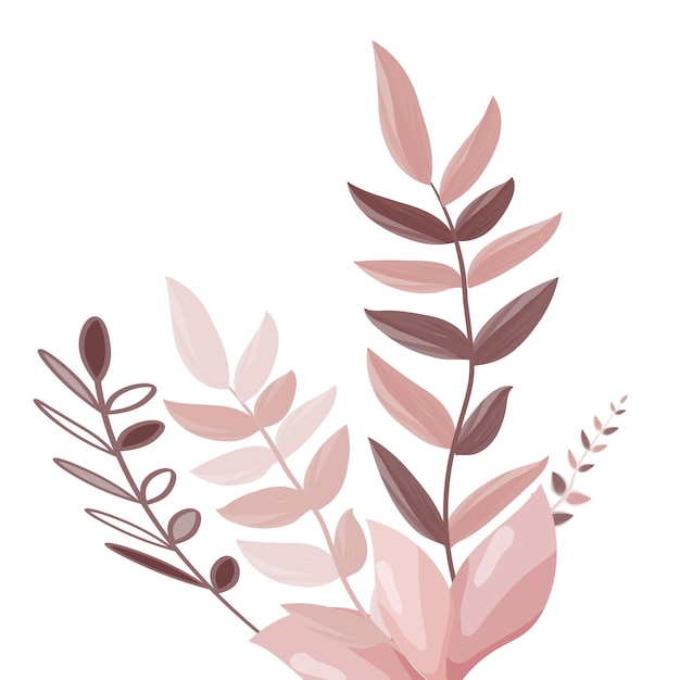 Vector a drawing of some plants with pink and brown leaves