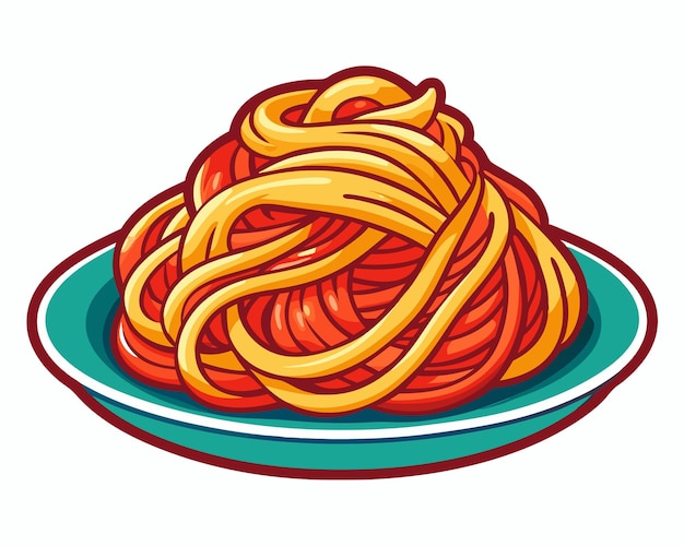 a drawing of spaghetti on a plate