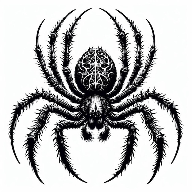 a drawing of a spider with a black and white pattern