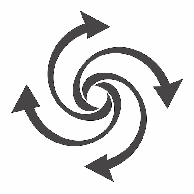 a drawing of a spiral and arrows on a white background