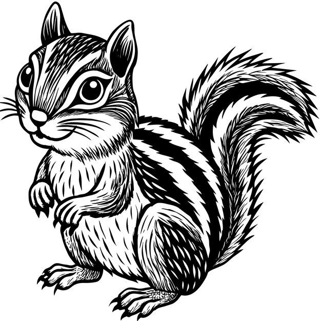 Vector a drawing of a squirrel that has a tail that says squirrel