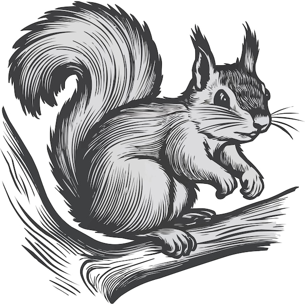 Vector a drawing of a squirrel with a squirrel on the top of it