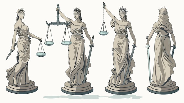 Vector a drawing of a statue of justice with the scales of justice on top of it